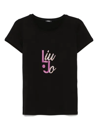 Liu •jo Logo-print T-shirt In Black