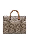 Liu •jo Logo Python-print Tote Bag In Brown