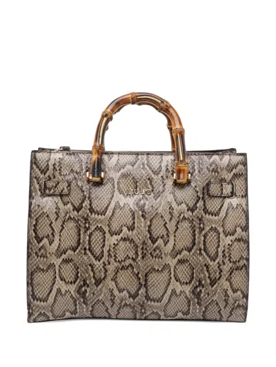 Liu •jo Logo Python-print Tote Bag In Brown