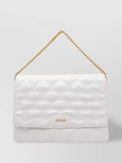 Liu •jo Logo Quilted Chain Shoulder Bag In White