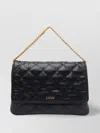 Liu •jo Liu Jo Black Quilted Messenger Bag With Logo