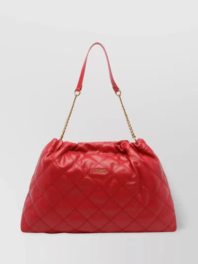 Liu •jo Logo Quilted Shoulder Bag Chain Handle In Red