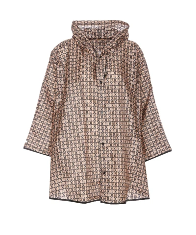 Liu •jo Logo Raincoat Poncho In Beige