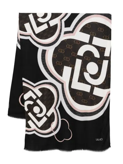 Liu •jo Logo Scarf In Black