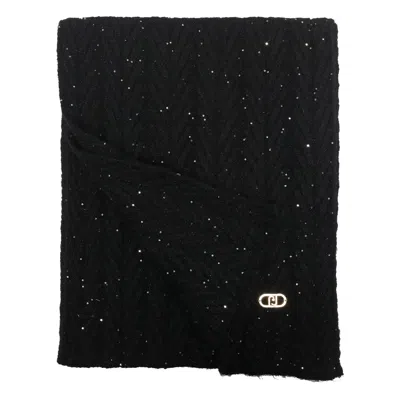 Liu •jo Logo Scarf In Black