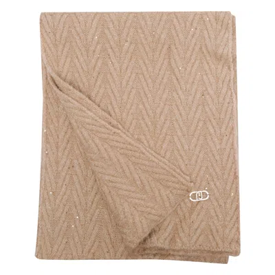 Liu •jo Logo Scarf In Brown