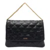 Liu •jo Liu Jo Black Quilted Messenger Bag With Logo In Black