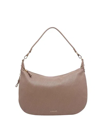 Liu •jo Logo Shoulder Bag In Sand