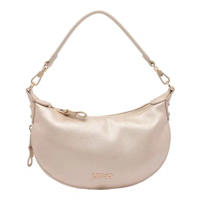 Liu •jo Logo Small Hobo Bag In Gold