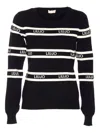 Liu •jo Logo-stripe Crew-neck Sweater In Multi