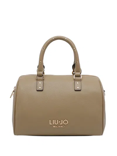 Liu •jo Logo Studded Handle Handbag In Brown