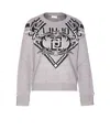Liu •jo Jacquard-logo Crew-neck Sweater In Gray