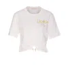 Liu •jo Crewneck T-shirt With Piercing And Knot In White