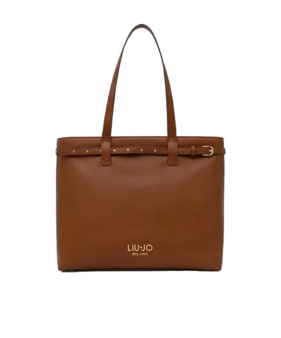 Liu •jo Logo Tote Bag In Brown