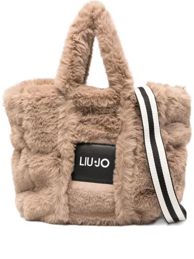 Liu •jo Logo Tote Bag In Neutral