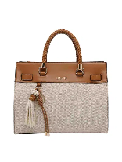 Liu •jo Logo Tote Bag In Sand