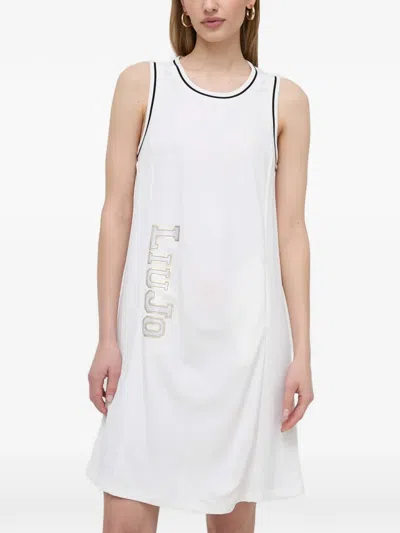Liu •jo Logo Trim Dress In White