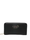 Liu •jo Liu Jo Black Leather Wallet In Yellow
