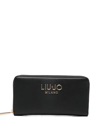 Liu •jo Logo Zip Around Purse In Yellow