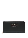 Liu •jo Logo Zip-around Wallet In Black
