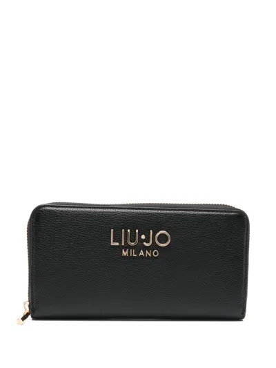 Liu •jo Logo Zip-around Wallet In Black