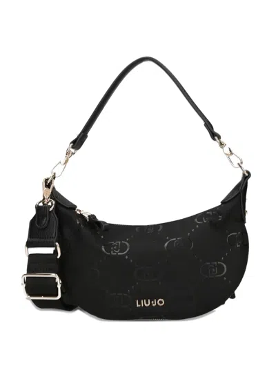 Liu •jo Logo Zip Shoulder Bag In Black