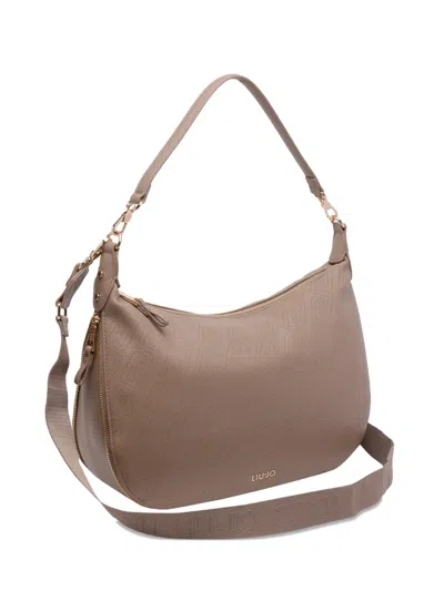 Liu •jo Logo Zip Shoulder Bag In Brown