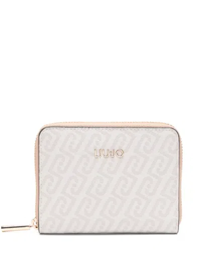 Liu •jo Logo Zip Wallet In Neutral