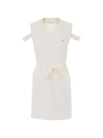 Liu •jo Logo-appliqué Midi Dress In White