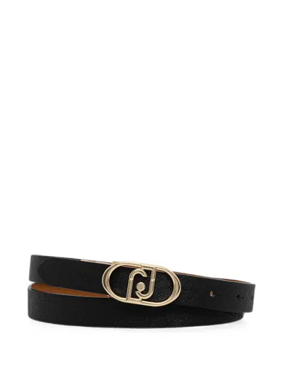 Liu •jo Logo-buckle Reversible Belt In Black