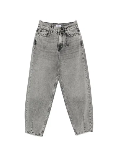 Liu •jo Liu Jo Grey Acid Wash Logo-charm Trousers In Gray