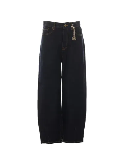 Liu •jo Logo-charm Wide-leg Jeans In Black