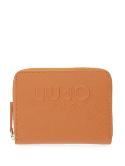 Liu •jo Logo-debossed Zip-around Wallet In Orange