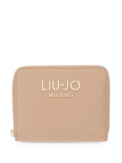 Liu •jo Logo-detail Zipped Wallet In Nude