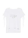 Liu •jo Logo-embellished Drawstring-sleeve T-shirt In White