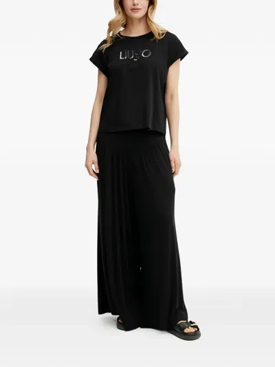 Liu •jo Logo-embellished T-shirt In Black