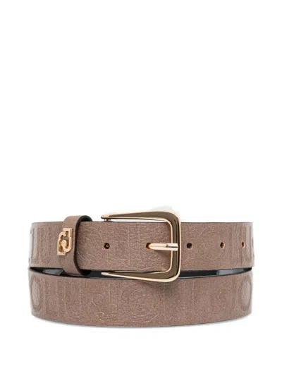 Liu •jo Logo-embossed Buckle Belt In Brown