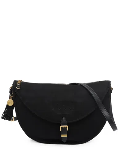 Liu •jo Logo-embossed Buckle-detail Shoulder Bag In Black