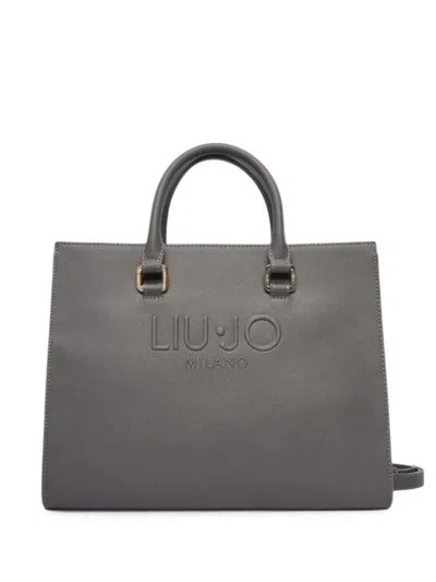 Liu •jo Logo-embossed Cross-hatch Tote Bag In Gray