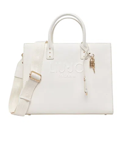 Liu •jo Logo-embossed Padlock Tote Bag In White