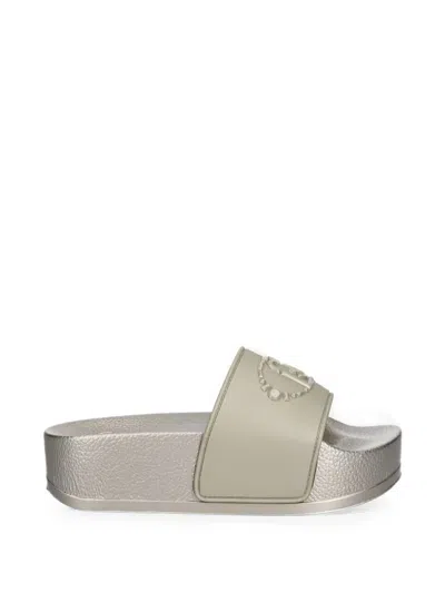 Liu •jo Logo-embossed Platform Slides In Green