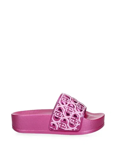 Liu •jo Logo-embossed Platform Slides In Multi