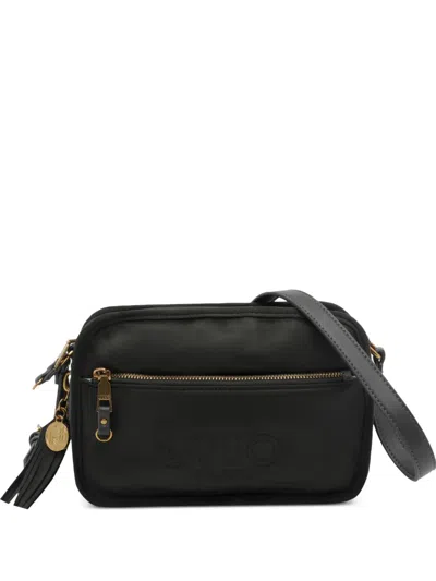 Liu •jo Logo-embossed Tassel-detail Shoulder Bag In Black