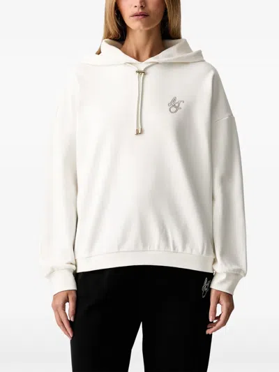 Liu •jo Logo-embroidered Drawstring Hoodie In Neutral
