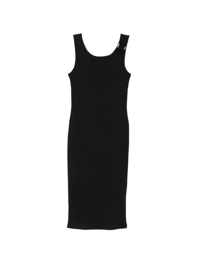 Liu •jo Logo-embroidered Midi Dress In Black