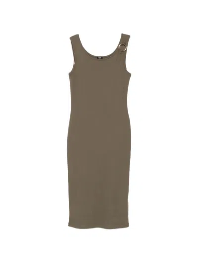 Liu •jo Logo-embroidered Midi Dress In Green