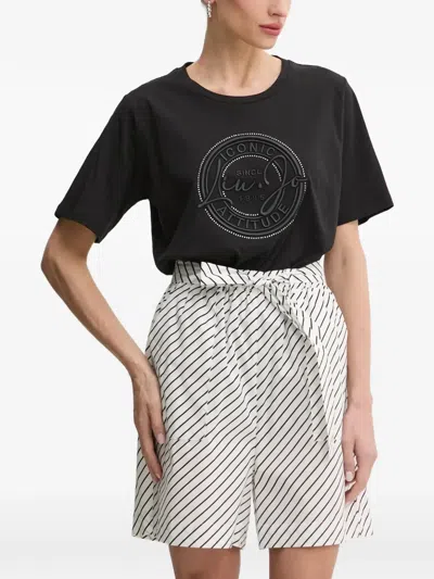 Liu •jo Logo-embroidered T-shirt In Black