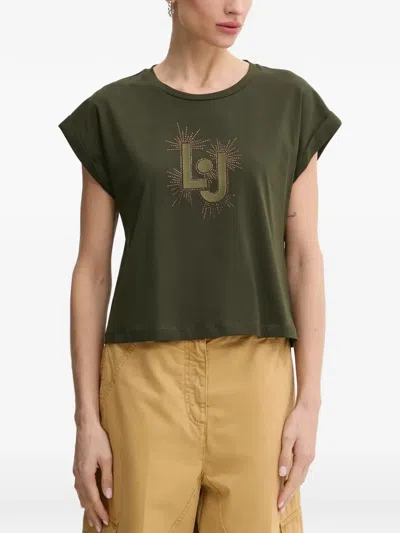 Liu •jo Logo-embroidered T-shirt In Green