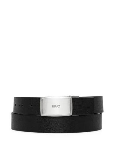Liu •jo Logo-engraved Leather Belt In Black