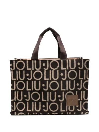 Liu •jo Logo-intarsia Tote Bag In Gray